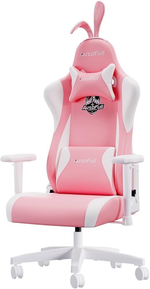 AutoFull C2 Gaming Chair,Ergonomic Wingless Cushion Computer Chair,PU Leather Racing Style Office Chair with Lumbar Support Pillow and Footrest,P