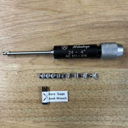 Mitutoyo .24-.4" small hole dial Bore Gage Indicator 9pc anvil set 511-214 Cnc Haas
