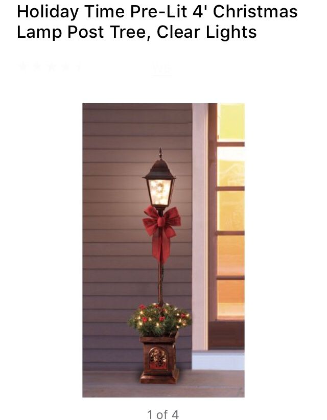 Holiday Time Pre-Lit 4' Christmas Lamp Post Tree, Clear Lights