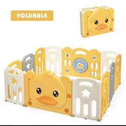 12-Panel Foldable Baby Playpen with sound