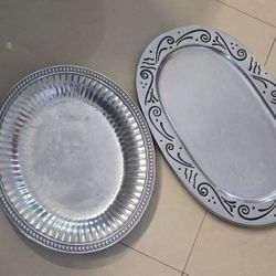 2 metal trays, one by Lenox and the other by Wilton, 18.5 inches long x 12 inches wide