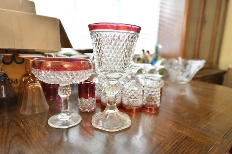 Red Rim Antique Crystal Glass
