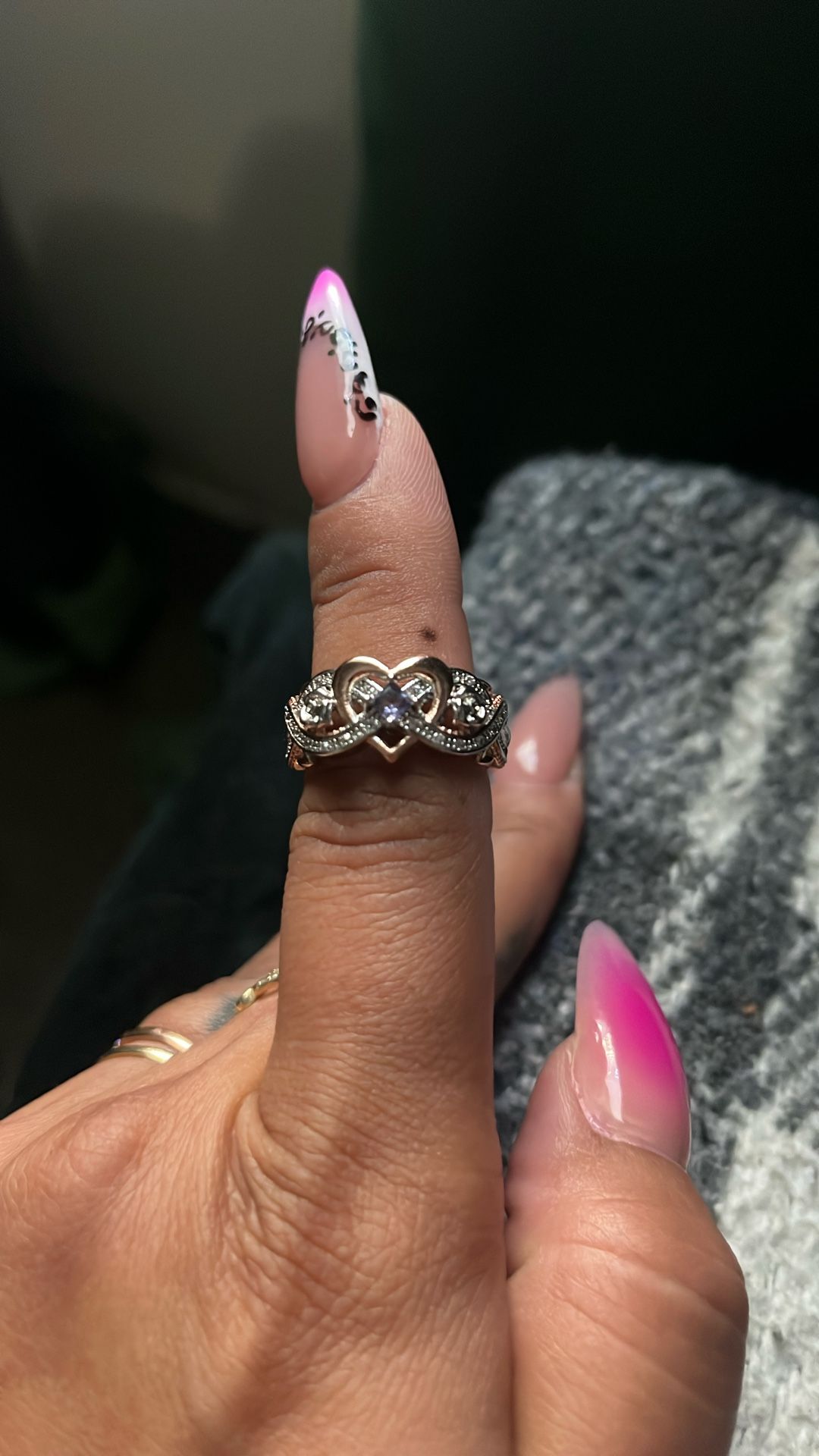 Amethyst Heart Sterling Silver Ring