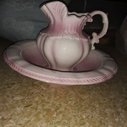 2 water pitcher with matching bowl