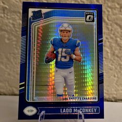 2024 Donruss Optic Ladd McConkey Blue Hyper Prizm #266