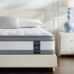 Mattress Queen Size 12 inch Hybrid Mattresses in a Box with Memory Foam Individual Pocket Springs