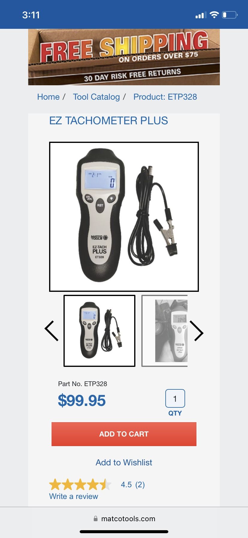 Matco Tools Ez Tachometer Plus