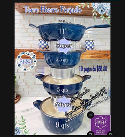 Princess house Ollas hierro forjado azules cacerola