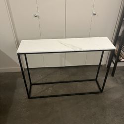 Faux Marble W/metal Base Long Table 