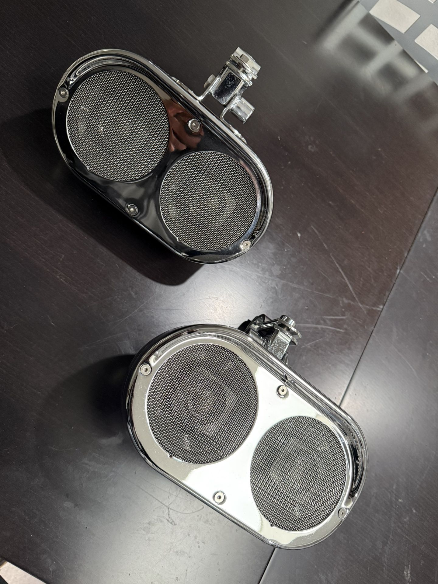 Chrome Custom Crashbar Polk Audio Sound System Motorcycle Speakers