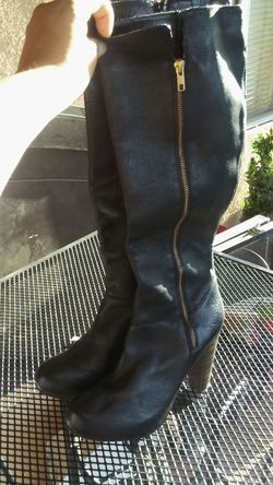 Black boots leather upper size 10