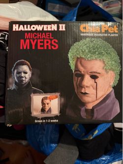 Chia Pet Michael Myers Halloween Handmade Small Multicolor Indoor Planter