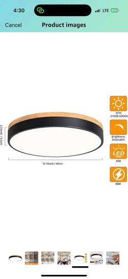 Wood LED Flush Mount Light, Dimmable - C57