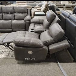 Leather Sofa And Loveseat Recliner Living Room Set
