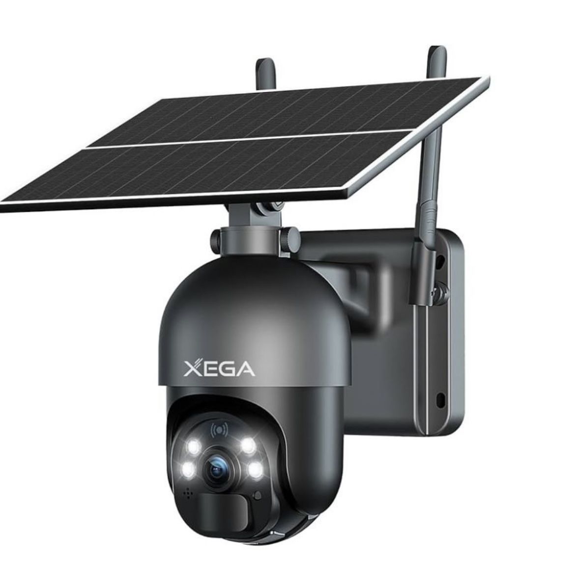 Xega 4G LTE Cellular Security Camera Outdoor Solar Camera Wireless Built-in SIM Card, 2K HD Color Night Vision PTZ 360° View, Smart PIR Motion Detecti