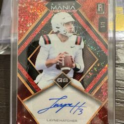 Super Nice and Rare One Of A Kind Layne Hatcher Wild Card Auto Mania 1/1 Autographed Rookie Card... Mint.!!!