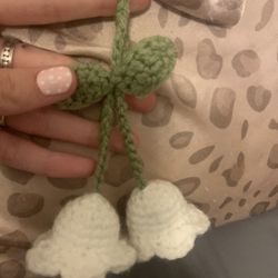 Crochet  Lily Of The Valley Keychain 
