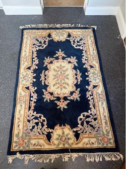 Vintage Hand Made Area Floor Rug 90"x58.5""