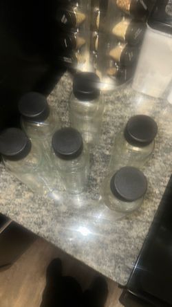 Clear Glass Spice Jars with Black Lids