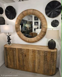 Transitional Natural Four Door Sideboard, TV Stand, Server, Console...