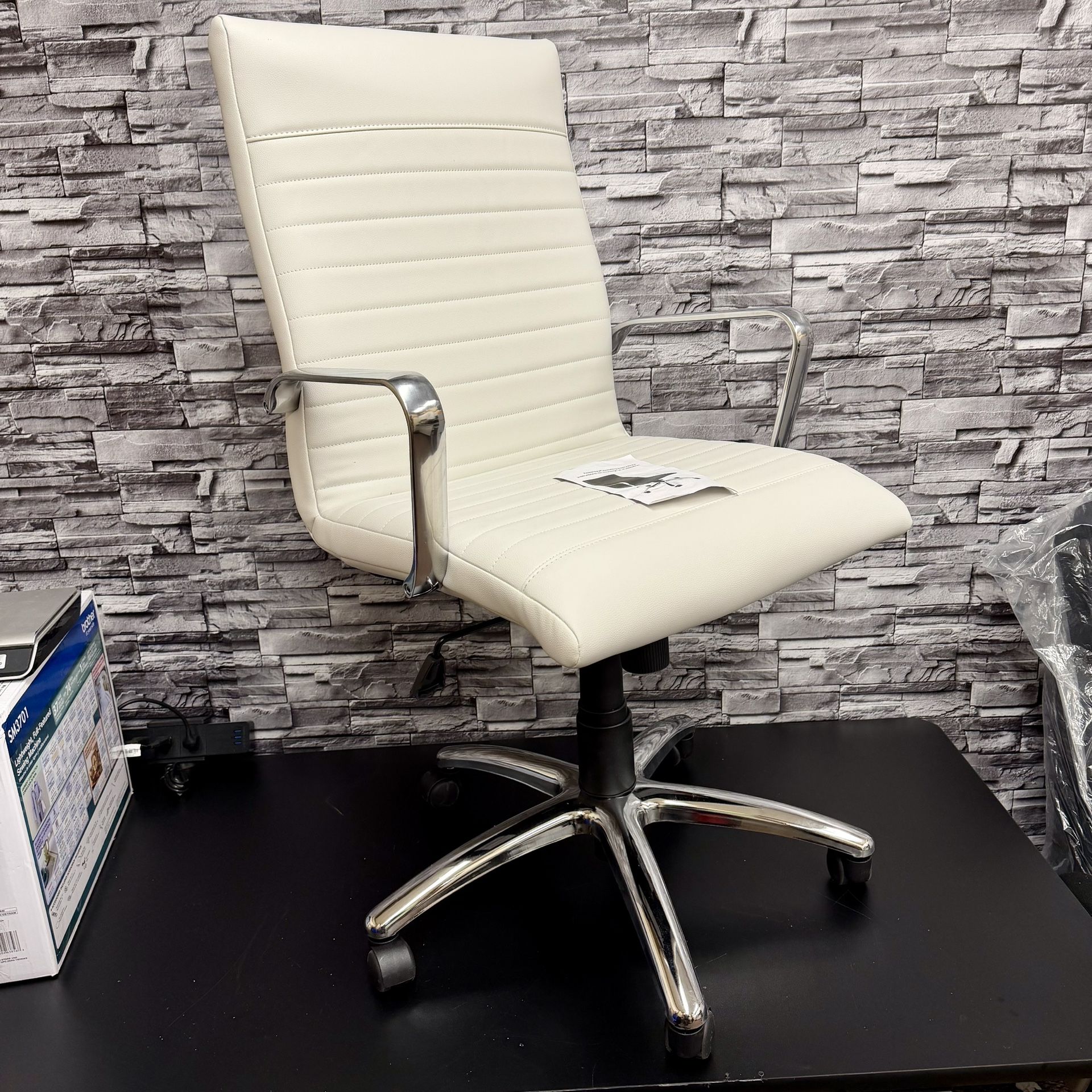 Task Chair Vinyl White - Boss Office Products: Ergonomic Swivel Office Chair