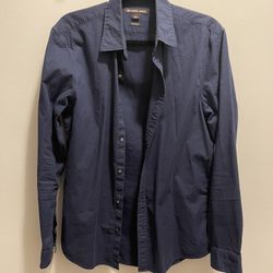 Michael Kors Men’s Trim Stretch Button Down Shirt. Navy blue. Size Large.