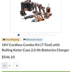 New RIDGID 7 PC Tool kit With Rolling Case