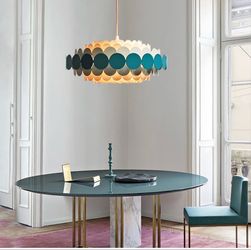Misaki 6-Light Round Petal Wrought Iron Pendant Chandelier - brand new