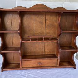 Vintage Plate tea cup tiered Wood Wooden Wall Rack Display Shelf curio