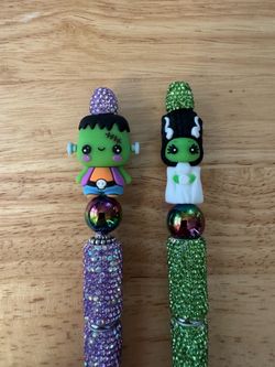 Halloween “Frankie & His Missus” 2 Piece Beaded Gift Pen Set