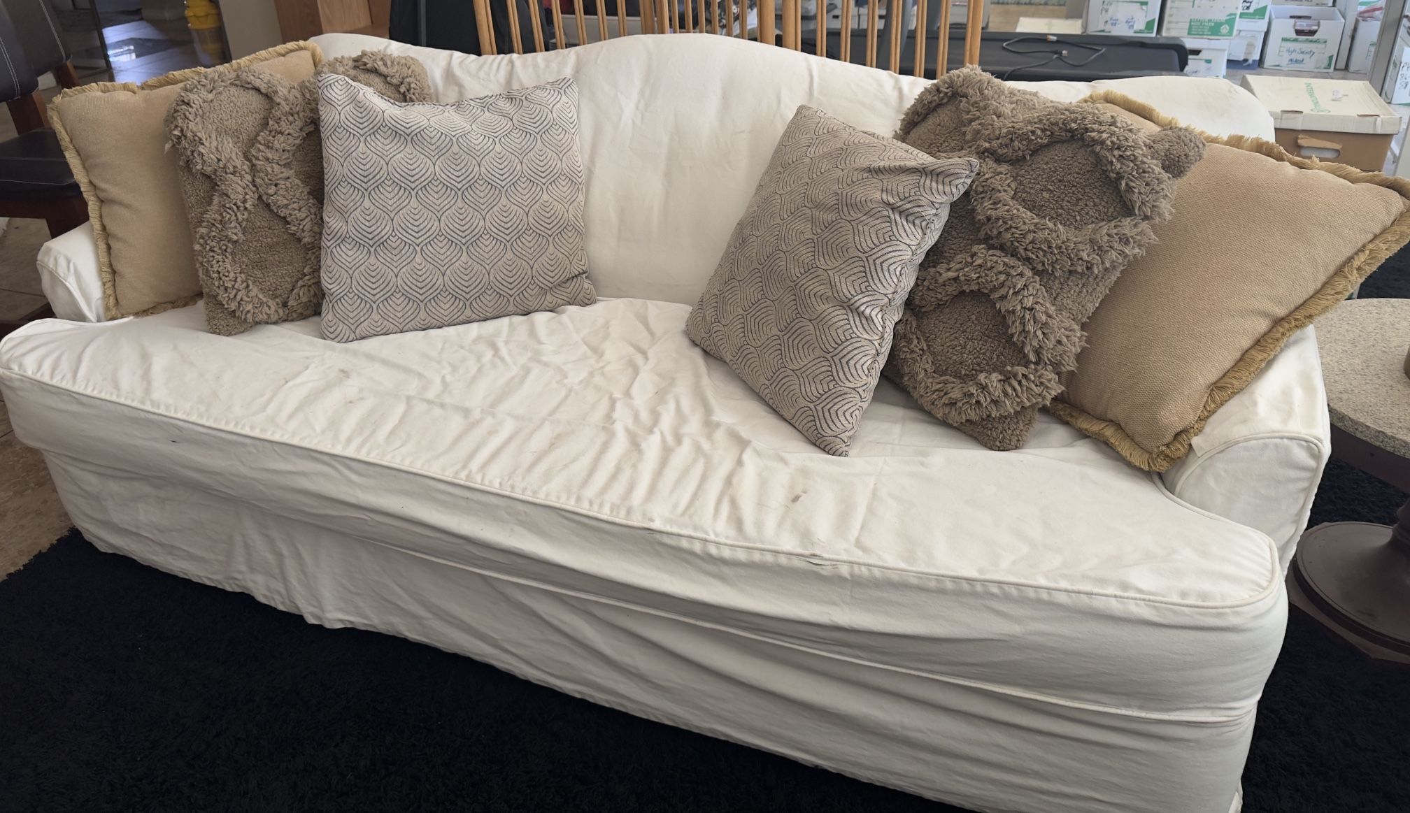 Sofa with White Custom Cover