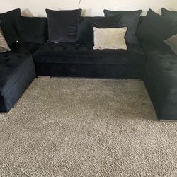 Black Suede Sectional Couch