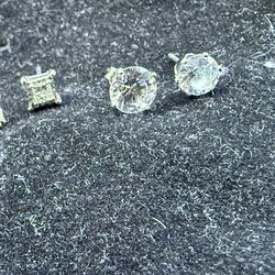 Mismatched Diamond Studs I Remember The Purchase Of Three Of The Four(There Is One Suspect In There) All 925 Silver