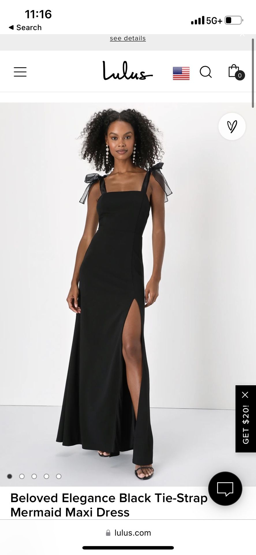 Black Tie-Strap Mermaid Maxi Dress