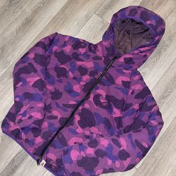 Bape Purple Camo Puffer Jacket - Size Small