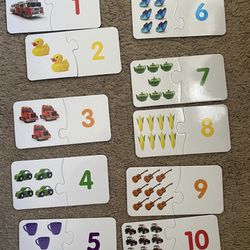 Color And Numbers Leading Puzzle Flash Cards 