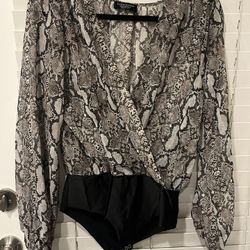 Zara Snakeskin print bodysuit NWOT