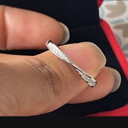 Moissanite Infinity Solid Sterling Silver 925 Band Ring Size 8