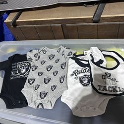 3pc. NFL Las Vegas Oakland Raiders Bodysuits 3/6 Months