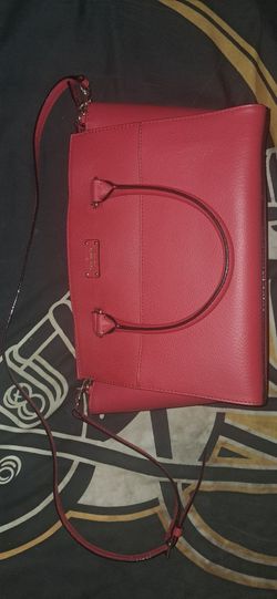 Kate Spade New York Leather Satchel Handbag with Dual Top Handles and an Attached Crossbody Strap