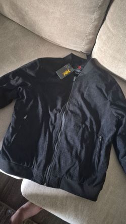 Black Ribbed Zip-Up Bomber Jacket
