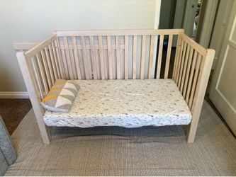 Pine Wood Crib (Colby 4-in-1) and free crib mattress