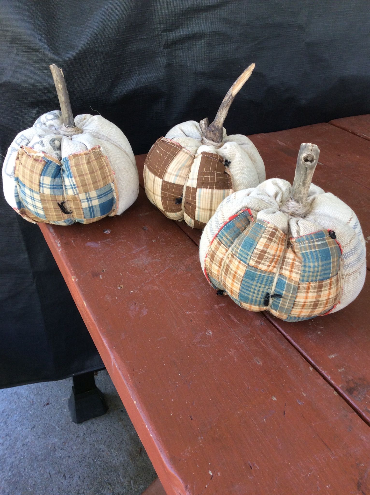 Hand Made 6”x6” Patch Work Pumpkins Each Or All 3 For $20