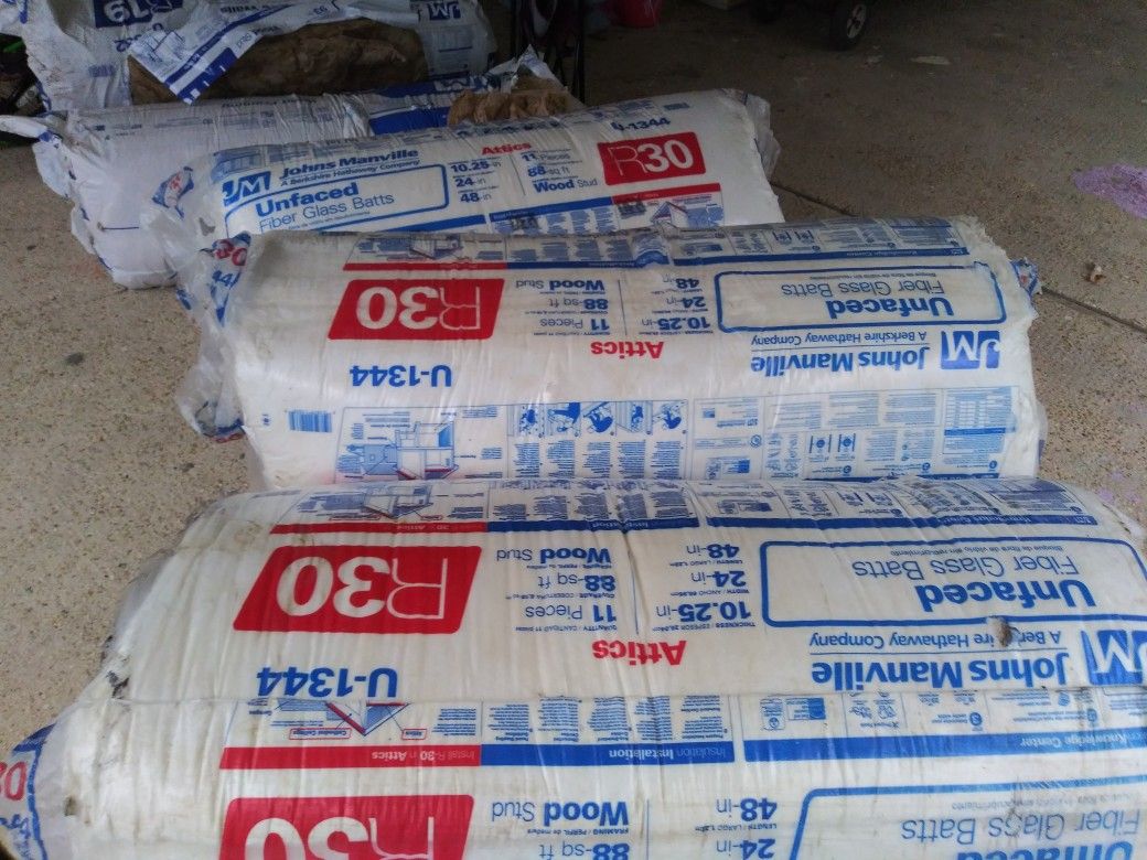 3 Johns Manville R30. Unfaced insulation 2 R19 JM unfaced insulation ...