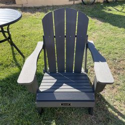 New Dark Grey All Weather Outdoor Patio Yard Lake Cabin Adirondack Lounge Chair Folding Serwall