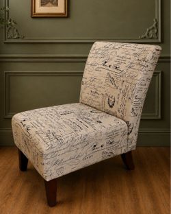 Linon French Script Upholstered Accent Chair – Ivory/Cream