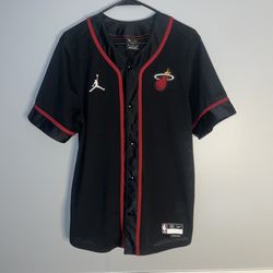 Jordan Brand Miami Heat Baseball Jersey Mens Medium Black Statement Edition