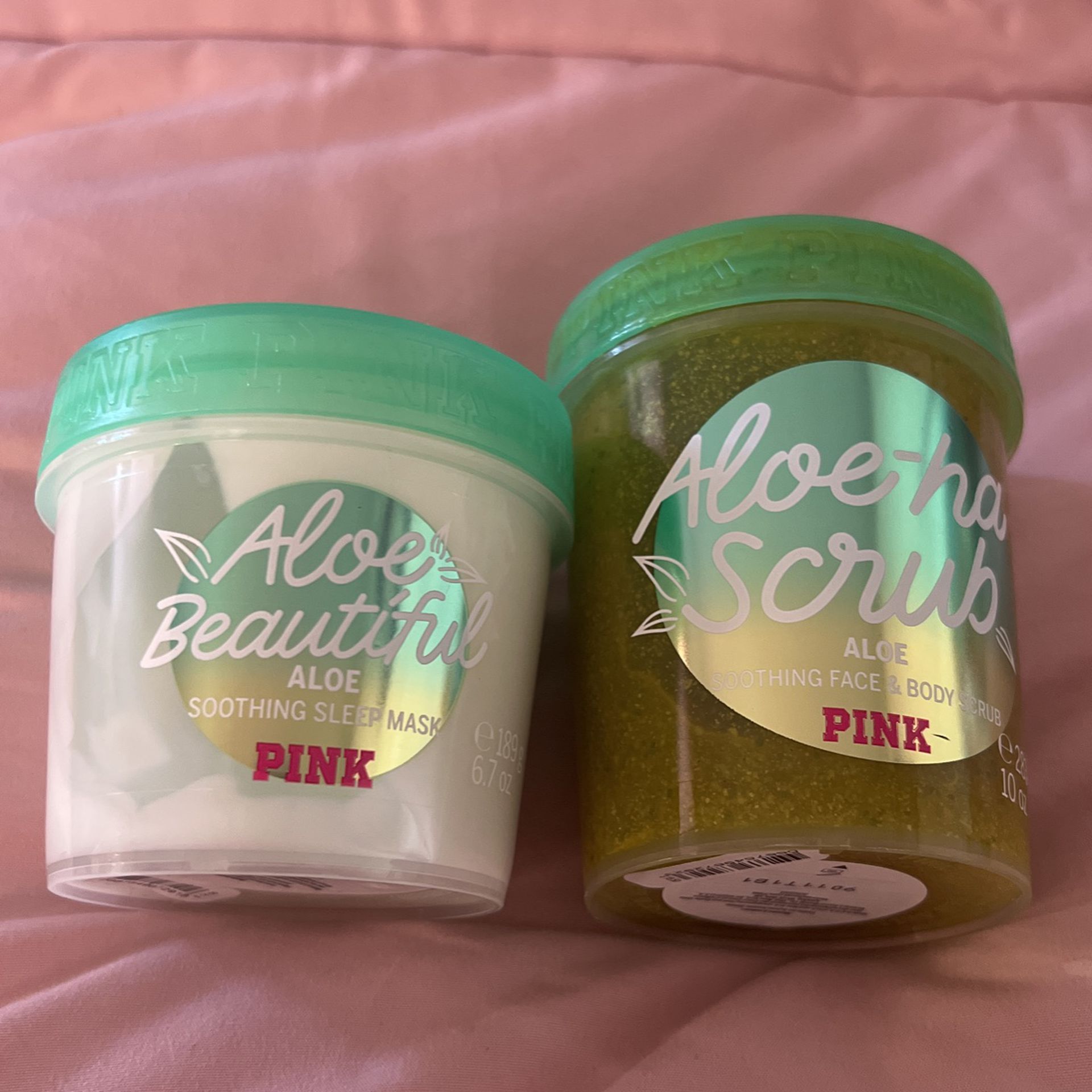 PINK VS Aloe-ha Scrub Soothing Face And Body Scrub And Sleeping Mask