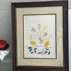 Pablo Picasso “Vase de Fleurs” lithograph 1957 framed