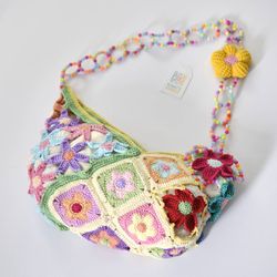 Handmade Colorful  Crochet Shoulder  Bag 